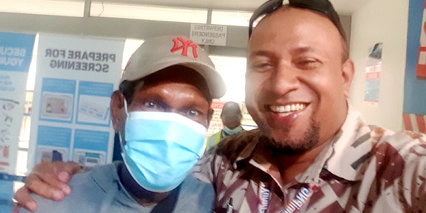 A final selfie with H.E William Soaki at Jackson’s International Airport, Port Moresby before Malefo Anisi boards the Air Niugini flight to Honiara on Saturday 3 September 2022. Photo, GCU.