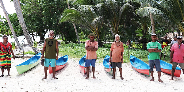 Fishery Income generating project- few recipients of fiberglass canoes funded under CDF in Aorigi, EMC.