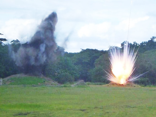 Bomb blasting conducted at Hell’s Point, East Honiara, Guadalacanal. Photo, RSIPF.