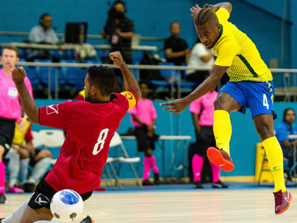 Junior Mana takes a shot against New Caledonia on Wednesday. Photo, OFC.