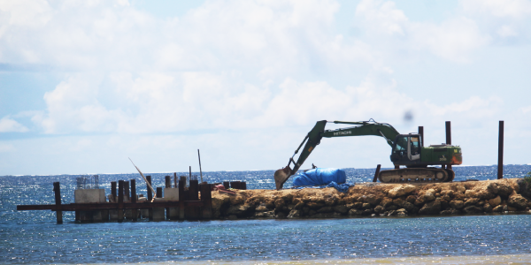 Initial stages of the wharf construction back in June, 2022. Photo, Wilson Saeni.