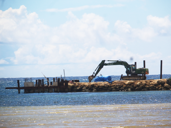 Initial stages of the wharf construction back in June, 2022. Photo, Wilson Saeni.