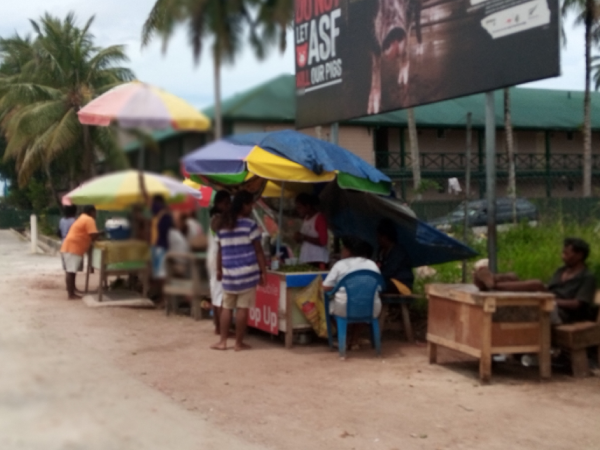 Betel Nut street vendors back in the streets of Gizo town Western Province.