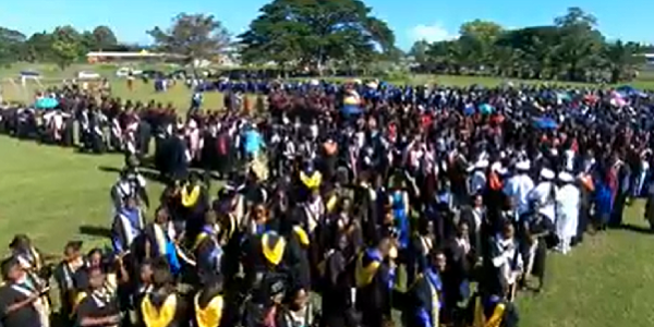 Students queuing for the graduation in 2020.