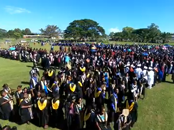 Students queuing for the graduation in 2020.