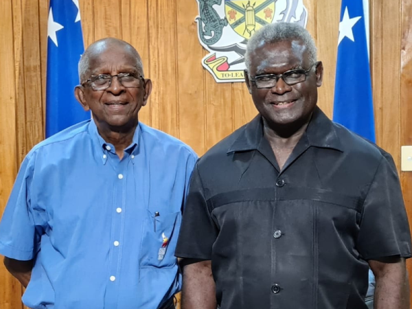 PGC president Vidya Lakhan and PM Manasseh Sogavare.