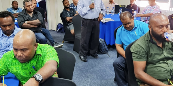 Journalists at the session on the role of the media in investigating the Management of Public Resources in Honiara, Monday.