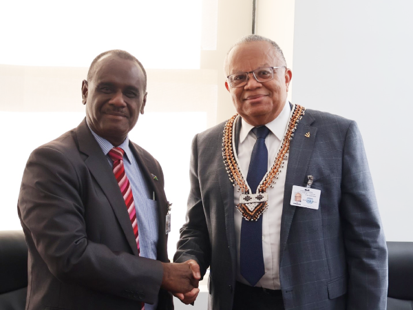 Senator Dr. Jerome X. Walcott and Hon. Jeremiah Manele in New York. Photo supplied.