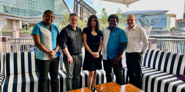 From left to right, Tourism Solomons Head of Sales & Marketing, Fiona Teama, Tourism Solomons Australia/NZ Industry Marketing Representative, Richard Skewes, Solomon Airlines’ National Sales manager, Raquel Oliveira, Tourism Solomons Acting CEO, Dagnal Dereveke, and Tourism Solomons PR Consultant, Mike Parker-Brown.