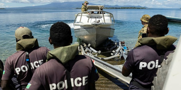 Australian Defence Force personnel conduct small boats familiarisation training with Royal Solomon Islands Police Force personnel in Gizo, Western Province, Solomon Islands as part of Exercise Coastwatchers 2.
