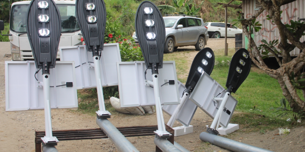 The five new Solar Street lights donated under the Precious Girls Project through the Bartlett Foundation.