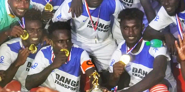 Vella United celebrating their victory with the championship trophy of the WP Inter-Island Soccer Championship 2022.
