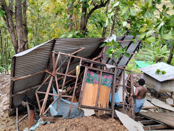 Bernard Ngara’s home in the aftermath of the landslide.