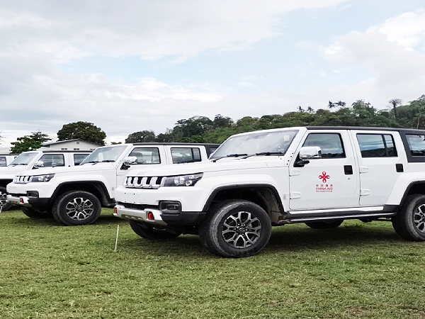 Some of the new vehicles donated by China to the RSIPF.