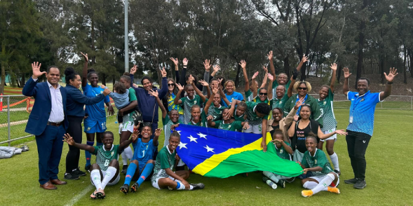 Solomon Islands women’s team after their historic win