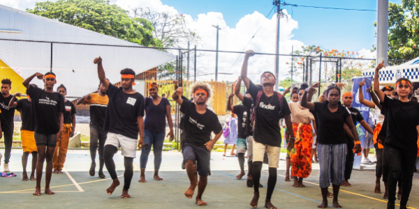 Dreamcast in action during their performance at the 16 Days of Activism launch at the MPH, Honiara. Photo, Dreamcast Theatre (FB), SI.