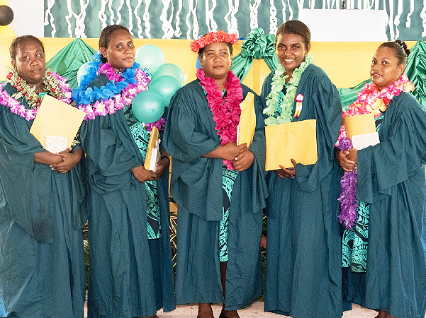 Five of the life skills students with their awards.