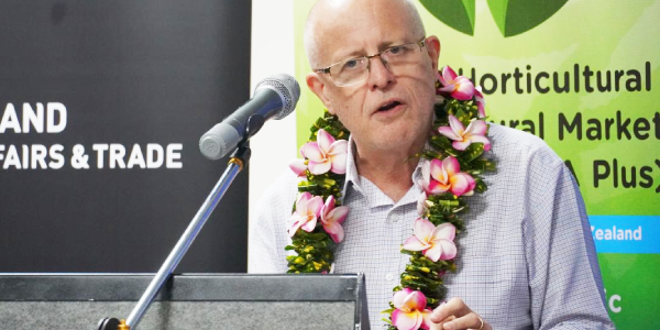 The NZ High Commissioner, Jonathan Schwass, speaking at launch of the National Kava Quality Standard and Kava Industry Working Group last week. Photo by MARY MANELEGUA.