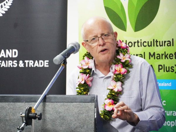The NZ High Commissioner, Jonathan Schwass, speaking at launch of the National Kava Quality Standard and Kava Industry Working Group last week. Photo by MARY MANELEGUA.