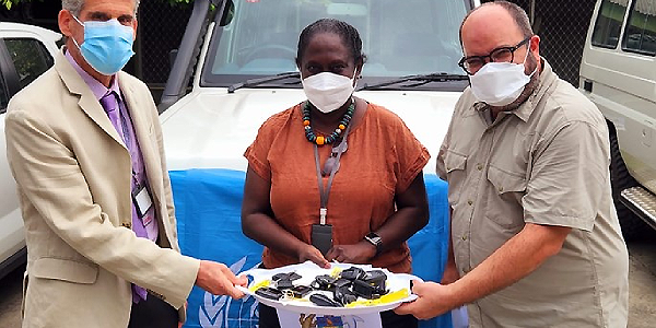 Vehicle keys and their spares, handed over to Health Permanent Secretary Mrs. Pauline McNeil.