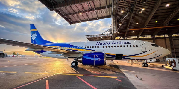 The VH-XNU, Boeing 737-300 Nauru Airlines aircraft in Townsville, Australia. Photo, Nauru Airlines.