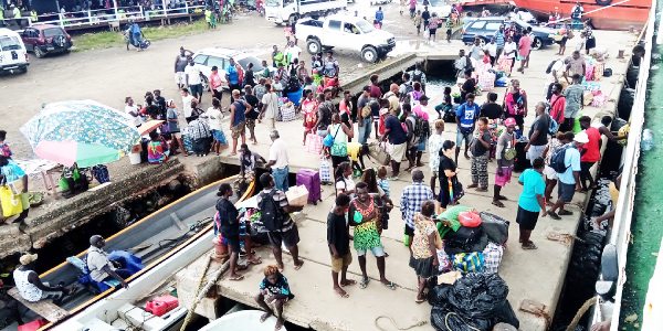Gizo wharf packed with students who arrive from Honiara on Monday onboard MV Fair Glory to commence their academic year