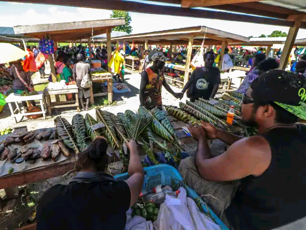 Locals selling their fish at the Buin market, in Bougainville.