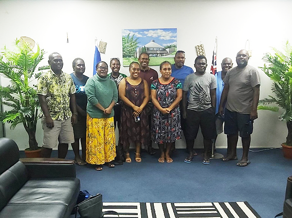 Some of the teachers posing with Counsellor Madolyn Yalu (First from left in the front row) during the courtesy visit to the SI Embassy in Suva on Monday. Photo supplied.