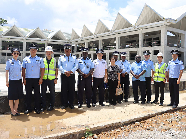 Visiting team from the RSIPF and the Chinese Embassy with construction team leaders during the visit. Photo supplied.
