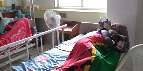 A victim of food poisoning recovering at Gizo hospital.