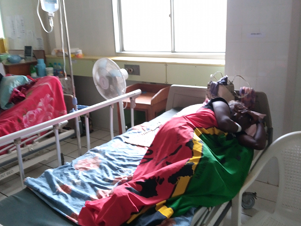 A victim of food poisoning recovering at Gizo hospital.