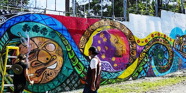 Amazing graffiti displayed by some of our Solomon Islands Students from Secondary school and Art School students. Photo, Regina Lepping.