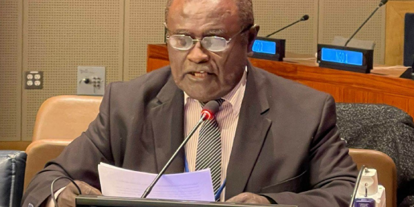 MWYCFA PS, Dr Alependava, delivering his country statement at the 67th Session of the United Nation Commission on the Status of Women in New York last week. Photo supplied.