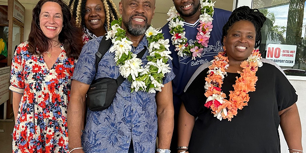 Group photo of the LCGC team upon their arrival in Honiara on Tuesday. Photo supplied.