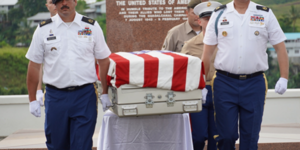 US defense Agency procession of the US Marine casket.