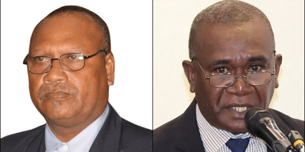 Former Malaita Premier Daniel Suidani (L) and MPGIS minister Rollen Seleso (R).