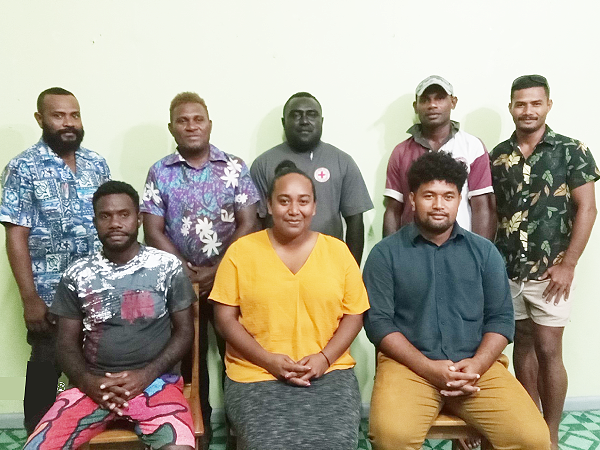 The National Youth Committee members pausing for a photo with the Solomon Islands Red Cross Society Secretary General Clement Manuri, sitting at far right. Photo supplied.