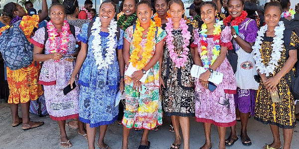 Some of the Vanuatu nursing students arriving at Henderson, Honiara International airport. Photo supplied.