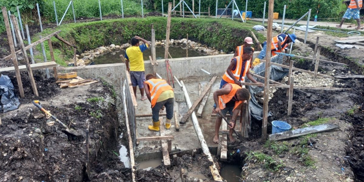 Work on improving the Kunu water source is underway and progressing well. Picture by CAUSE weekly wrap-up Newsletter.