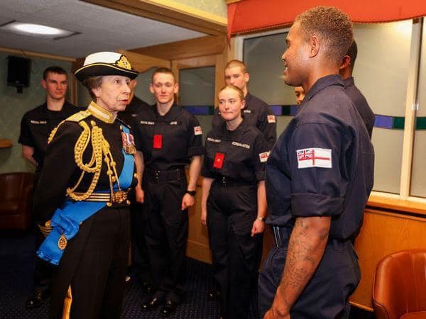 First Solomon Islander Navy Sebastine Kavaliliu meets Princess Anne. Photo, Catholic Archdiocese of Honiara.