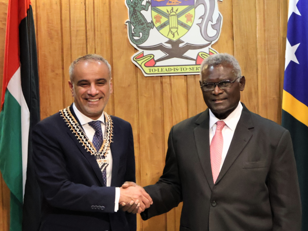 H.E Abdullah Al Subousi meets PM Sogavare at the Prime Minister’s office.