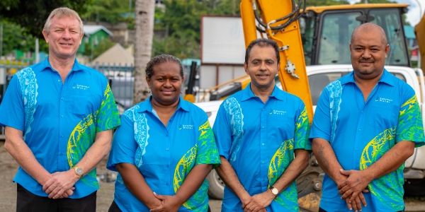 Incumbent SW CEO Ian Gooden (first on left), and the SW Executive Management team. Mr Gooden has been the longest serving CEO Solomon Water has ever had, with 8 years’ service. His term ends in July this year. Photo, Solomon Water.
