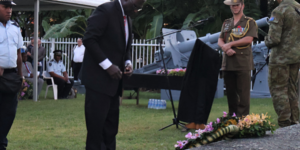PM Sogavare pays tribute at this morning’s ANZAC day dawn service.