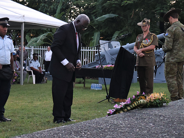 PM Sogavare pays tribute at this morning’s ANZAC day dawn service.