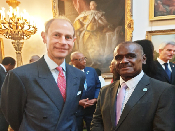 Foreign Affairs Minister Hon. Jeremiah Manele with Prince Edward, Duke of Edinburgh at Lancaster House, London during the SIDS Breakfast Event.
