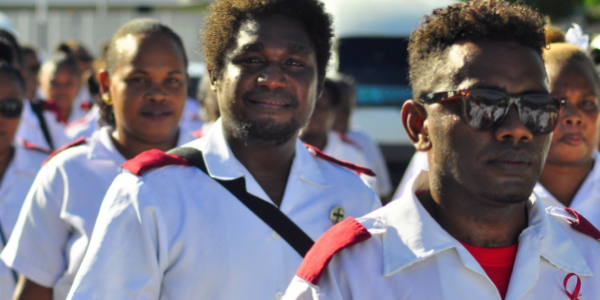 Nurses taking part in the parade last week. Photo, Lachlan Eddie.