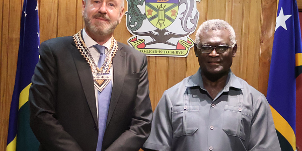PM Hon. M. Sogavare and UNDC Regional Director Asia-Pacific, David McLachlan-Karr.