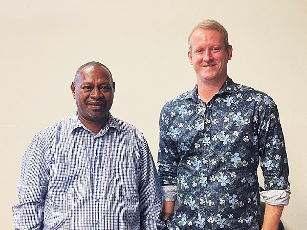 Australian High Commissioner, Rod Hilton with the Member of Parliament for Central Makira and Minster for Fisheries and Marine Resources, Nestor Giro.