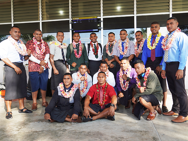 Fijian boxers upon their arrival at the Henderson International Airport. Photo, Floyd Terry.