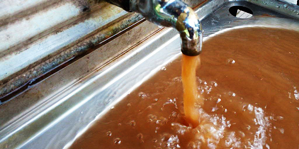 Discoloured water running from a tap at the Beulah PSS.